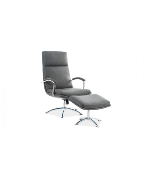 Fauteuil relax rembourré en tissu + Tabouret Jefferson Gris l63xA80xH109 cm 2023