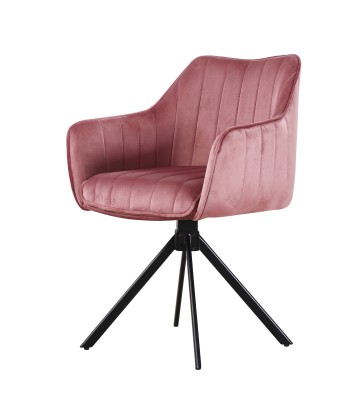 Lot de 2 chaises pivotantes rembourrées avec pieds en tissu et métal, Alex, Velours Rose / Noir, L45xl59xH86 cm shop