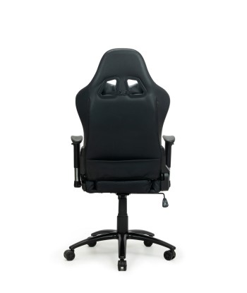 Chaise de jeu rembourrée en cuir écologique et LED RGB incluses, Wave Y-2412, Noir, L67xW66xH126-136 cm hantent personnes