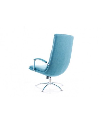 Fauteuil relax rembourré en tissu + Tabouret Jefferson Turquoise, l63xA80xH109 cm en linge