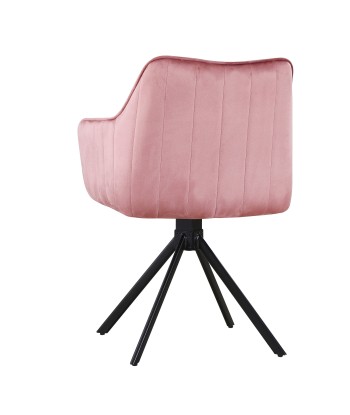 Lot de 2 chaises pivotantes rembourrées avec pieds en tissu et métal, Alex, Velours Rose / Noir, L45xl59xH86 cm shop