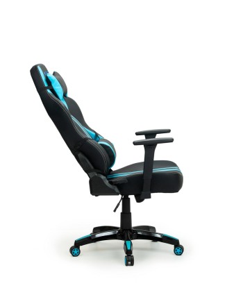 Chaise de jeu rembourrée en cuir écologique Wave Y-2558, Bleu / Noir, L67xW66xH131-141 cm livraison gratuite