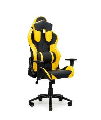 Chaise de jeu rembourrée en cuir écologique Wave Y-2576, Jaune / Noir, L68xH60xH135-145 cm chez Cornerstreet bien 