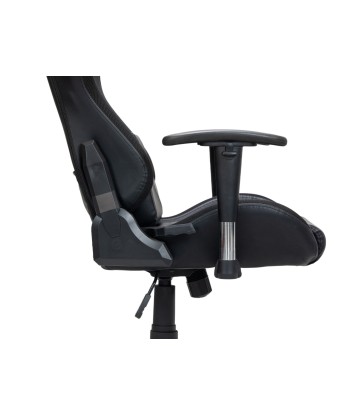 Chaise de jeu rembourrée en cuir écologique et LED RGB incluses, Wave Y-2412, Noir, L67xW66xH126-136 cm hantent personnes