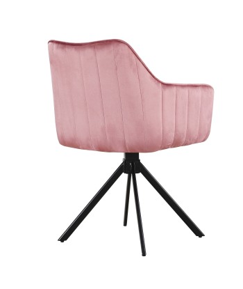 Lot de 2 chaises pivotantes rembourrées avec pieds en tissu et métal, Alex, Velours Rose / Noir, L45xl59xH86 cm shop