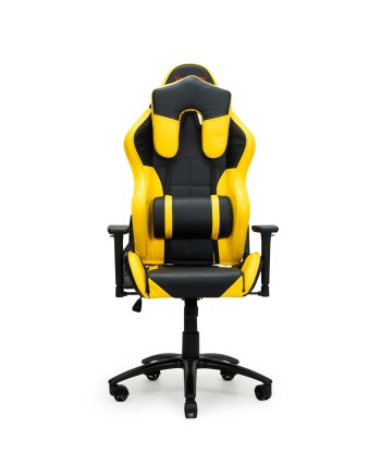 Chaise de jeu rembourrée en cuir écologique Wave Y-2576, Jaune / Noir, L68xH60xH135-145 cm chez Cornerstreet bien 