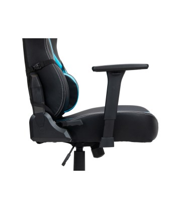 Chaise de jeu rembourrée en cuir écologique Wave Y-2558, Bleu / Noir, L67xW66xH131-141 cm livraison gratuite