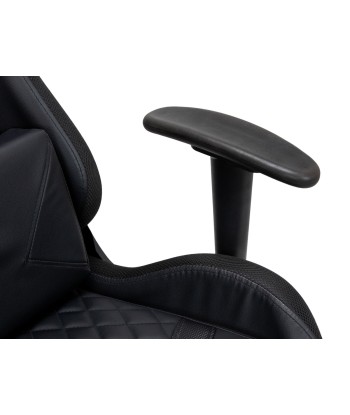 Chaise de jeu rembourrée en cuir écologique et LED RGB incluses, Wave Y-2412, Noir, L67xW66xH126-136 cm hantent personnes