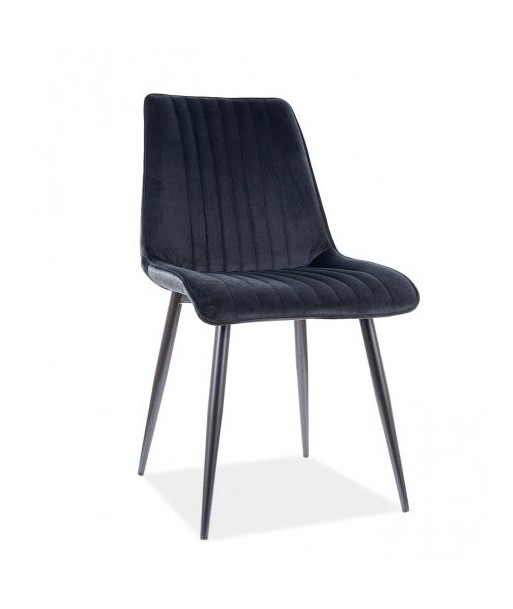 Chaise rembourrée en tissu avec pieds en métal Kim Velvet Noir, l47xA42xH88 cm chez Cornerstreet bien 