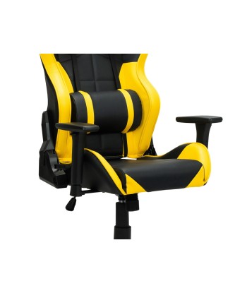 Chaise de jeu rembourrée en cuir écologique Wave Y-2576, Jaune / Noir, L68xH60xH135-145 cm chez Cornerstreet bien 