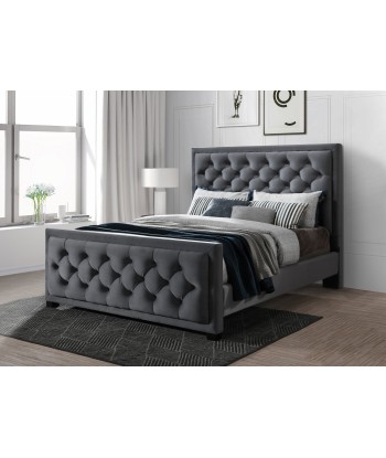 Lit tapissé de tissu Alexander, Velours Gris 50% de réduction en Octobre 2024