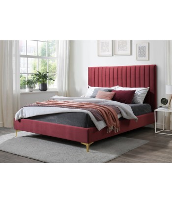 Lit rembourré avec tissu Cydney Velvet, Bordeaux-200 x 160 cm 50-70% off 