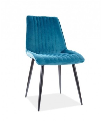 Chaise rembourrée en tissu avec pieds en métal Kim Velvet Turquoise / Noir, l47xA42xH88 cm Profitez des Offres !