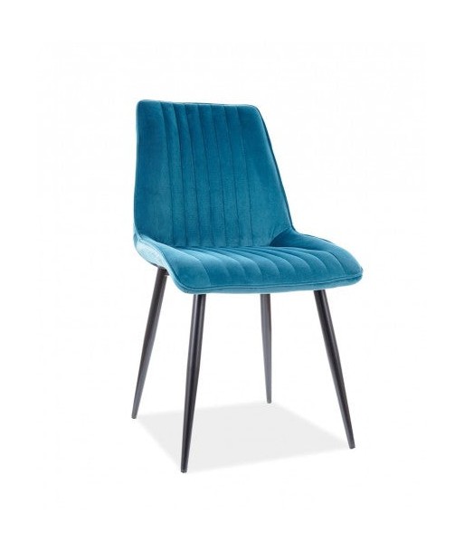 Chaise rembourrée en tissu avec pieds en métal Kim Velvet Turquoise / Noir, l47xA42xH88 cm Profitez des Offres !