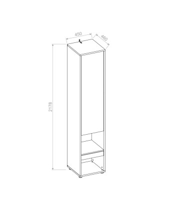 Armoire haute avec 1 porte et 1 tiroir, BC07, Blanc Brillant, L45xl46xH217 cm 50% de réduction en Octobre 2024