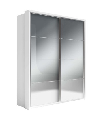 Armoire en bois clair, avec 2 portes coulissantes et miroir Arti 17 Double, Blanc Mat, L180xL57xH218 cm Le MVP de beaucoup