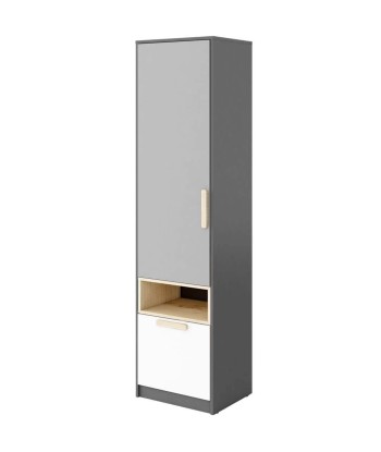 Armoire en bois clair avec 1 porte et 1 tiroir, pour enfants et adolescents Pok 03, Gris/Blanc/Graphite, L50xl40xH193 cm l'achat 