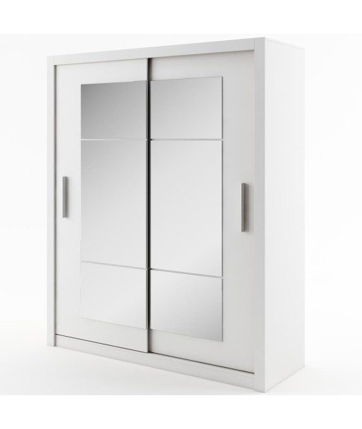 Armoire en bois clair avec 2 portes coulissantes et miroir Idea 02 Square, Blanc Mat, L180xP60xH215 cm l'achat 