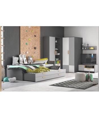 Armoire en bois clair avec 1 porte et 1 tiroir, pour enfants et adolescents Pok 03, Gris/Blanc/Graphite, L50xl40xH193 cm l'achat 