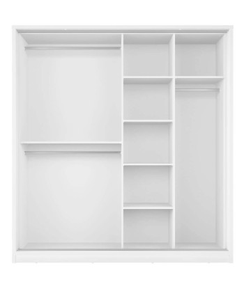 Armoire en bois clair, avec 2 portes coulissantes et miroir Arti 17 Double, Blanc Mat, L180xL57xH218 cm Le MVP de beaucoup