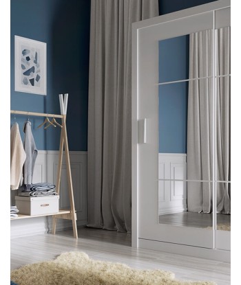 Armoire en bois clair avec 2 portes coulissantes et miroir Idea 02 Square, Blanc Mat, L180xP60xH215 cm l'achat 