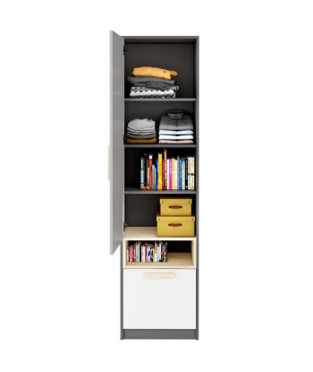 Armoire en bois clair avec 1 porte et 1 tiroir, pour enfants et adolescents Pok 03, Gris/Blanc/Graphite, L50xl40xH193 cm l'achat 