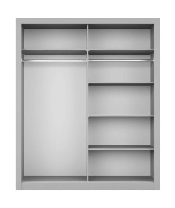 Armoire en bois clair, avec 2 portes coulissantes et miroir Arti 03, Gris Mat, L180xP60xH215 cm votre