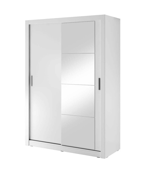 Armoire en bois clair, avec 2 portes coulissantes et miroir Arti 04, Blanc Mat, L150xP60xH215 cm Vous souhaitez 