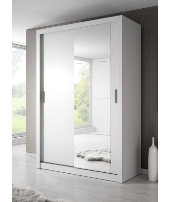 Armoire en bois clair, avec 2 portes coulissantes et miroir Arti 04, Blanc Mat, L150xP60xH215 cm Vous souhaitez 