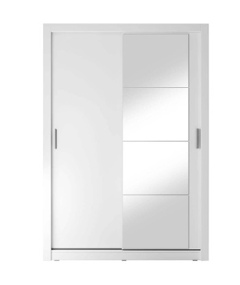 Armoire en bois clair, avec 2 portes coulissantes et miroir Arti 04, Blanc Mat, L150xP60xH215 cm Vous souhaitez 