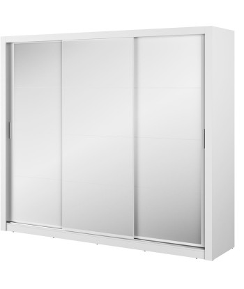 Armoire en bois clair avec 3 portes coulissantes et miroir Idea 01 Triple, Blanc Mat, L250xP60xH215 cm acheter en ligne