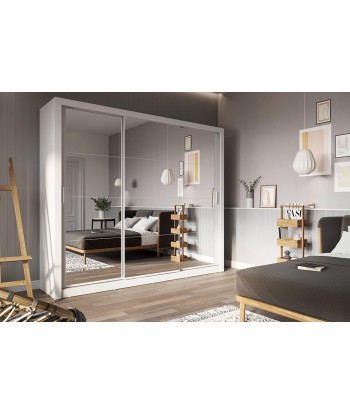 Armoire en bois clair avec 3 portes coulissantes et miroir Idea 01 Triple, Blanc Mat, L250xP60xH215 cm acheter en ligne