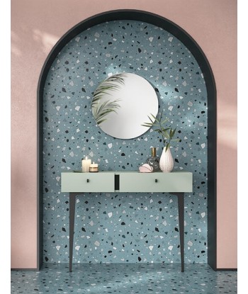 Ensemble console avec miroir, pâle et verre, Coloris CS 07-08, Vert Menthe / Noir, l105xW30xH80 cm paiement sécurisé