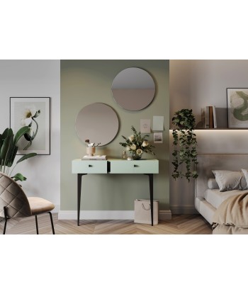 Ensemble console avec miroir, pâle et verre, Coloris CS 07-08, Vert Menthe / Noir, l105xW30xH80 cm paiement sécurisé