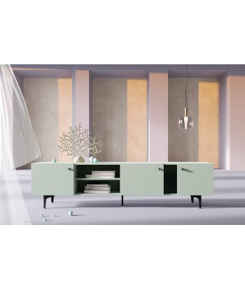 Commode TV en bois avec 3 portes, Colors Large CS 05, Vert Menthe / Noir, L200xW41xH50 cm en ligne