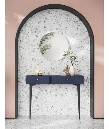 Ensemble console avec miroir, pâle et verre, Coloris CS 07-08 Bleu Marine Mat / Noir, l105xW30xH80 cm pour bénéficier 