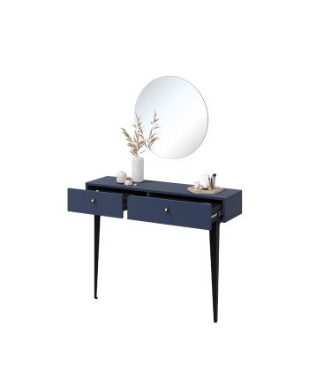 Ensemble console avec miroir, pâle et verre, Coloris CS 07-08 Bleu Marine Mat / Noir, l105xW30xH80 cm pour bénéficier 