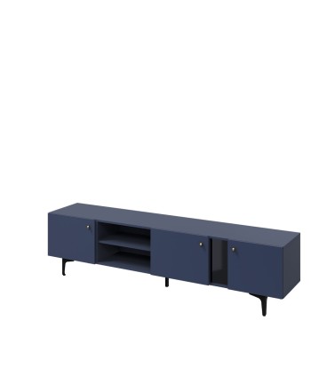 Commode TV en bois avec 3 portes, Colors Large CS 05, Bleu marine mat / Noir, L200xl41xH50 cm Toutes les collections ici