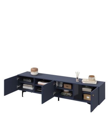 Commode TV en bois avec 3 portes, Colors Large CS 05, Bleu marine mat / Noir, L200xl41xH50 cm Toutes les collections ici