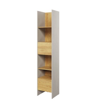 Bibliothèque en bois avec 1 porte et 1 tiroir, pour enfants et jeunes, Teen Flex TF02, Gris / Naturel, L44xW40xH218 cm Pour