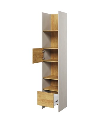 Bibliothèque en bois avec 1 porte et 1 tiroir, pour enfants et jeunes, Teen Flex TF02, Gris / Naturel, L44xW40xH218 cm Pour