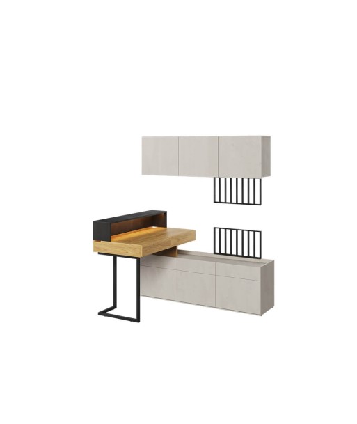 Ensemble de mobilier de bureau en bois, pour enfants et jeunes, 5 pièces, Teen Flex Set 07 Small, Naturel / Gris / Noir Paris Déstockage Promo