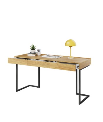 Bureau en bois, avec 3 tiroirs, pour enfants et adolescents, Teen Flex TF415 Large, Naturel / Noir, L150x61xH76 cm Pour