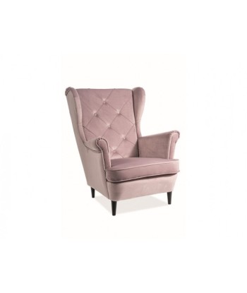 Fauteuil fixe tapissé de tissu et pieds en bois Lady Velvet Rose, l75xA85xH101 cm Economisez 