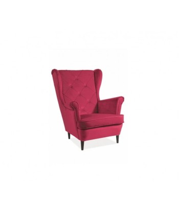 Fauteuil fixe tapissé de tissu et pieds en bois Lady Velvet Bordeaux / Wenge, l75xA85xH101 cm basket pas cher