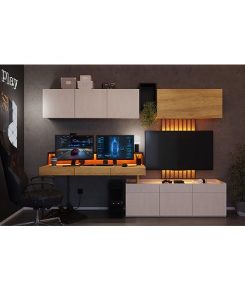 Panneau TV suspendu en bois avec LED incluse, pour enfants et jeunes, Teen Flex TF14, Noir, L57xW3xH30 cm les ligaments