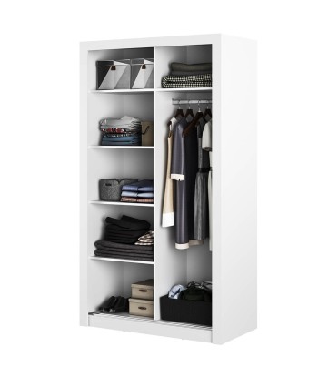 Armoire en bois clair, avec 2 portes coulissantes et Arti 19 Double miroir, Blanc Mat, L120xP60xH215 cm les muscles