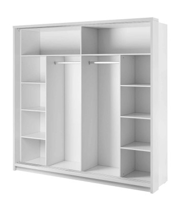 Armoire en bois clair, avec 2 portes coulissantes et miroir Arti 14, Blanc Mat, L220xL63xH215 cm en ligne des produits 