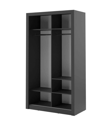 Armoire en bois clair, avec 2 portes coulissantes et miroir Arti 06, Noir Mat, L120xP60xH215 cm votre restaurant rapide dans 