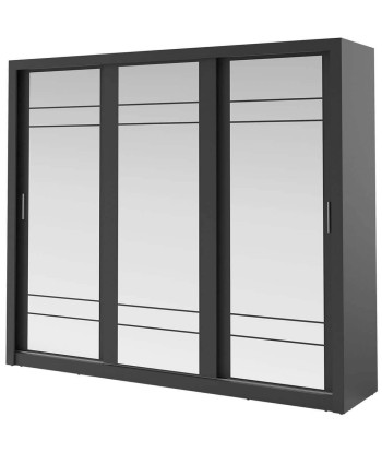 Armoire en bois clair avec 3 portes coulissantes et miroir Arti 02 Triple, Noir Mat, L250xP60xH215 cm sélection de produits